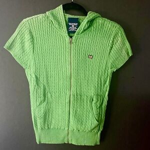 Ralph Lauren Green Hoodie Zipper Cardigan S/S Sweater Size Junior Large